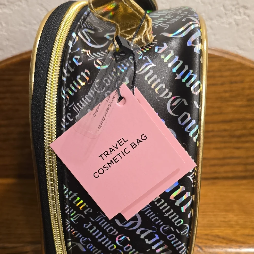 Juicy Couture Multi-Colored Irridescent Black and Gold Cosmetic Case